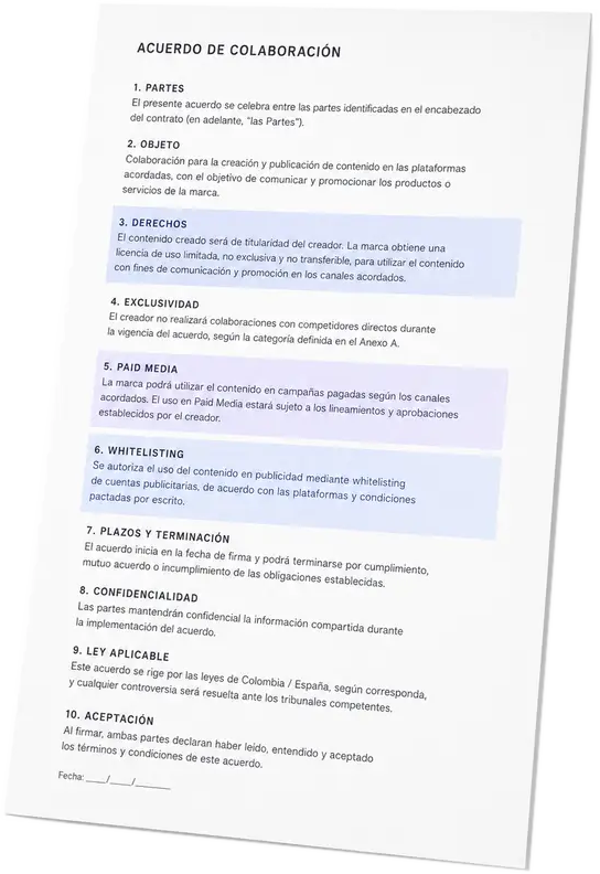 Acuerdo de colaboración con cláusulas destacadas